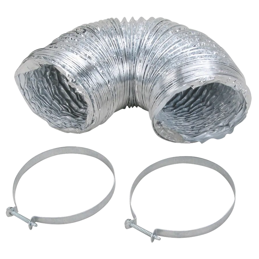 Flexible 4″ by 5′ Foil Duct with clamps  – ER110660